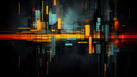 Futuristic banner of digital art. Technology square background and light effect, cyberpunk style background material with a sense of technologyの素材