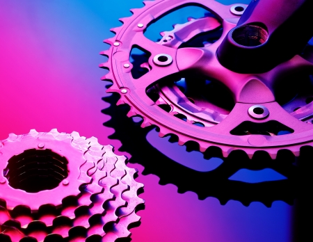 Colourful Image of Bicicle Pinions and Chainsの写真素材