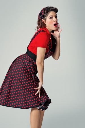 Pin-Up Pretty Girl with a Red & Black Dressの写真素材