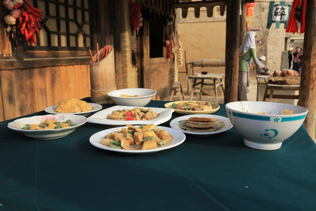 Restaurant at Zhenbeibu China West Film Studioのeditorial素材