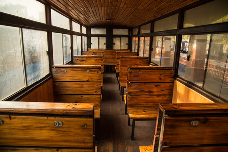 Interior of steam trainの写真素材
