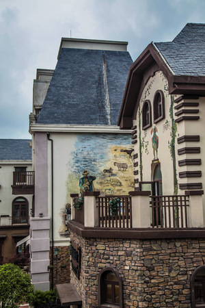 View of wall paintings on buildingsのeditorial素材