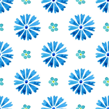 Seamless pattern with watercolor cornflower and forget-me-not. Blue flowers. Background for design and decor.Can be used for gift packs, wrap, textile, fabric, wallpaper, greetings card designのイラスト素材