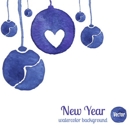 Christmas ball decoration. Watercolor New year design background. Merry Christmas vector illustrationのイラスト素材