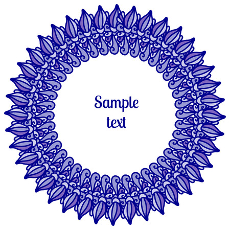 Decorative doodle drawing ornamental frame wreath . Nature design.のイラスト素材