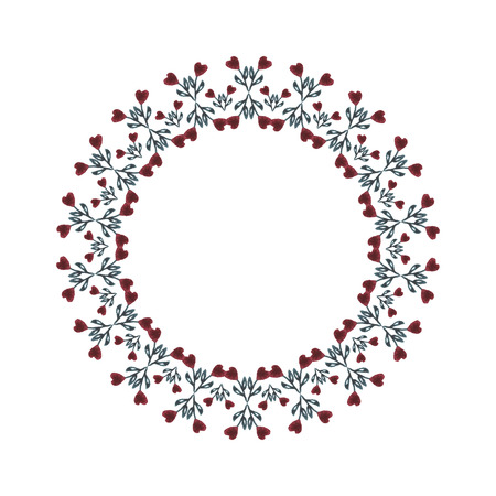 Watercolor floral frame with heart isolated vector decorationのイラスト素材