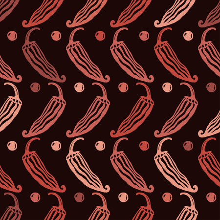 Seamless pattern pepper chilly stylish texture on dark background. Vector illustration Seamless pattern pepper chilly stylish texture on dark background. Vector illustration