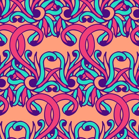 Colorful seamless abstract doodle pattern, floral abstract vector backgroundのイラスト素材