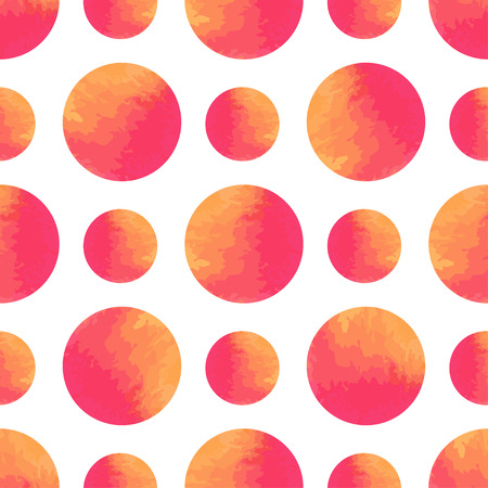 Watercolor seamless pattern with orange pink textured circles. Vector summer background for textile, pattern fills, wrapping and otherのイラスト素材