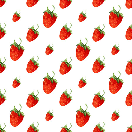 Watercolor seamless pattern with red strawberries. Vector background for print. Hand drawn illustration for eco product design, soap package, textile, wrapping, fabric etcのイラスト素材