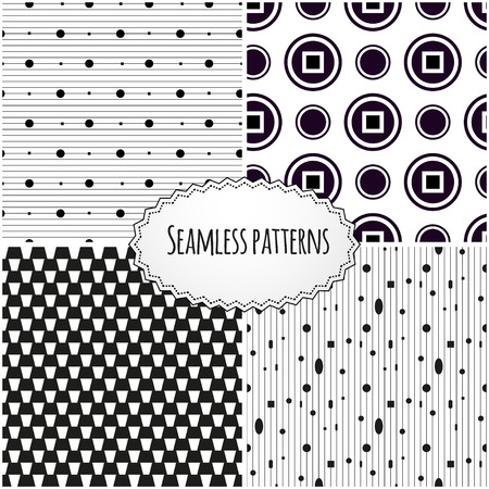 Vector set of geometric seamless patterns. Modern stylish texture. Repeating geometric tiles with polka dot. Stylish abstract backgroundのイラスト素材