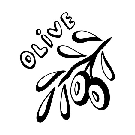 Hand drawn olive vegetable. Eco food object. Vector illustrationのイラスト素材