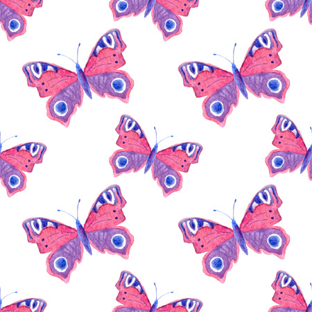 Seamless pattern with watercolor butterflies, vector illustration. Fashion print for fabric, textile, greeting card or other design decorationのイラスト素材