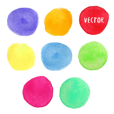 Colorful watercolor design elements. Vector watercolor circle stains isolated collection. Watercolour palette. Banner or icon backgroundのイラスト素材
