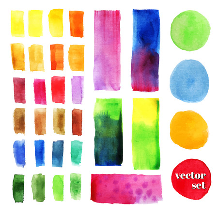 Set of watercolor elements, isolated on white, for trendy design of your website, for business project, for creative decoration. Vector watercolor colorful summer collectionの写真素材