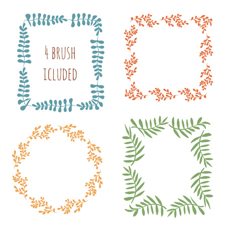 Cute frame set. Circles and squares. Vector decoration for banners, greeting and invitation cards, covers, soap package designのイラスト素材