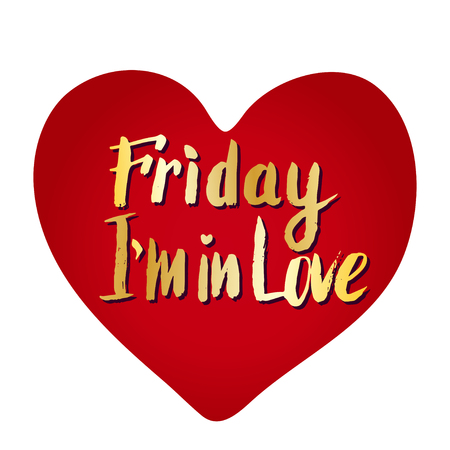 Friday I'm in love. Heart creative card. Vector calligraphic quoteのイラスト素材