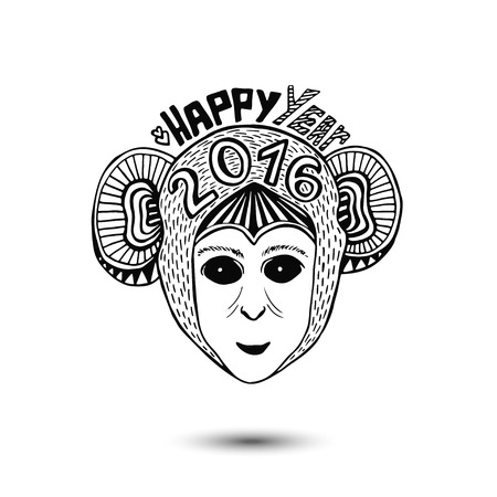 New Year of monkey 2016. vector print designのイラスト素材