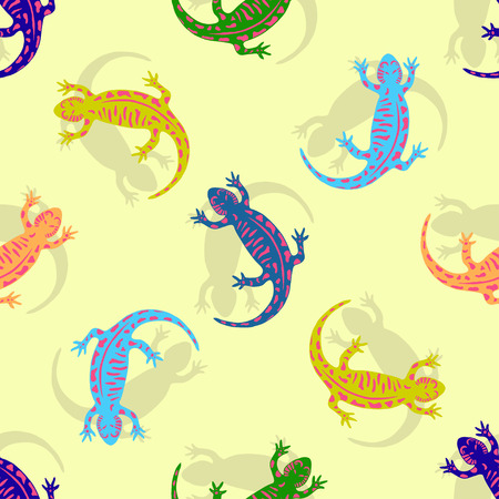 Hand drawn colorful salamander seamless pattern. Vector for kids textileのイラスト素材