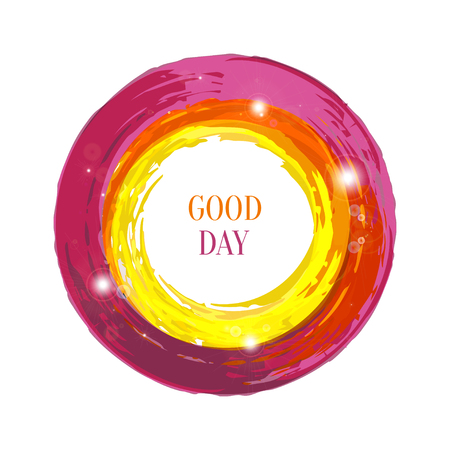 Bright vector inked circle frame with lights. Grunge banner decorationのイラスト素材