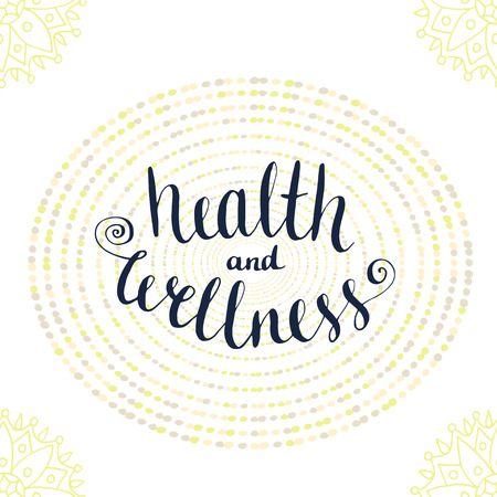 Calligraphic poster with phrase - Health and wellness. Icon illustrationのイラスト素材