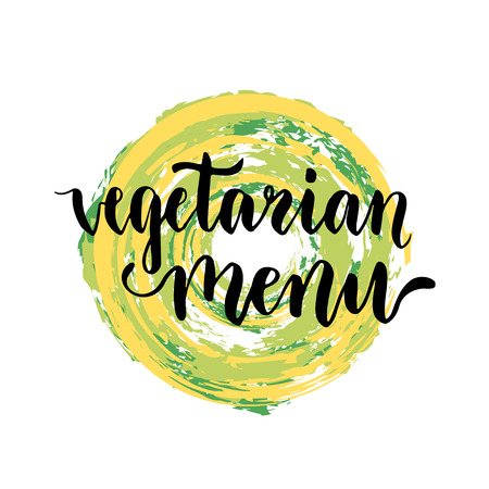 Vegetarian menu background. Creative cover for cafe with handwritting inscription. Vector illustrationのイラスト素材