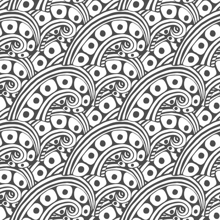 Vector pattern with abstract ornament. Adult coloring book page. Zentangle seamless design.のイラスト素材