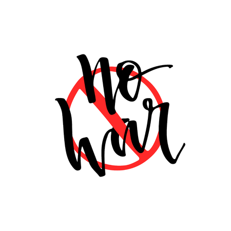 No war hand lettering stamp sticker. Vector calligraphic poster or card design.のイラスト素材