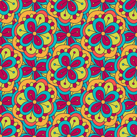 Doodle floral pattern. Vector seamless background. Illustration for textile fabric.のイラスト素材