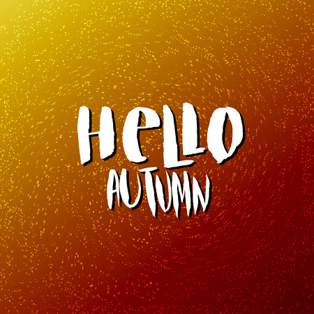 Abstract orange texture background. Hello Autumn vector poster, banner, card with lettering.のイラスト素材