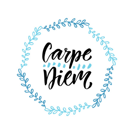Carpe diem. Handwritten latin quote. Modern calligraphy vector design for t-shirts, poster and greeting cards.のイラスト素材