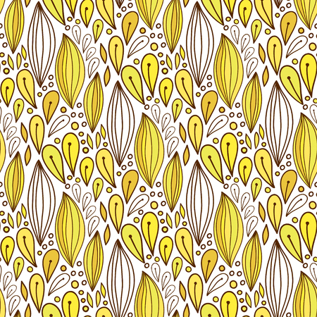 Floral seamless pattern in yellow color. Spring textile or packaging design. Vector bright backgroundのイラスト素材