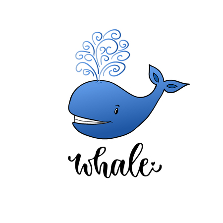 Whale cartoon vector illustration. Kids print for t-shirt design.のイラスト素材