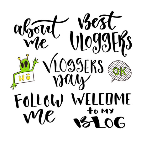 Modern vector lettering set . Inspirational hand lettered quote for blog.のイラスト素材