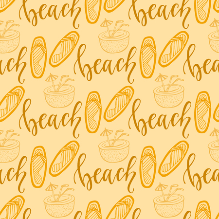 Summer seamless pattern with flip flops. For tropical decoration and wrapping designのイラスト素材