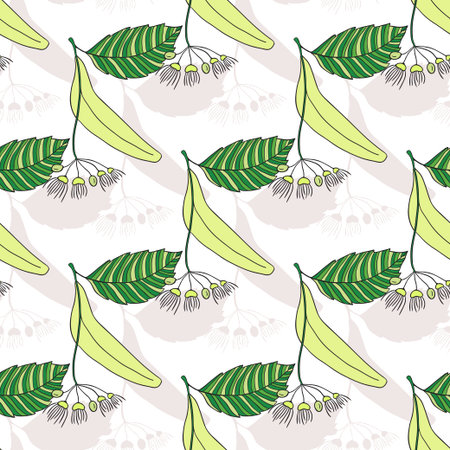 Vector floral seamless pattern with linden flowers. For eco product packaging and textile design.のイラスト素材
