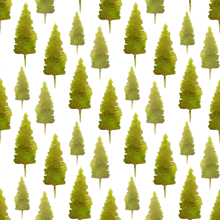 Christmas trees seamless patten. Watercolor print for New Year design. Wrapping paperの写真素材