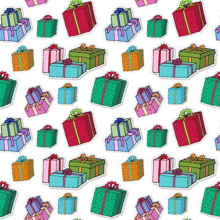 Christmas gift boxes pattern. Celebration Seamless vector background. Wrapping paperのイラスト素材