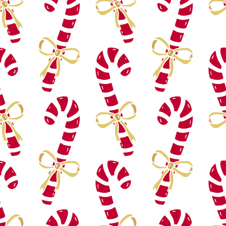 Christmas seamless pattern of candy canes. Bright New Year wrapping paper.のイラスト素材