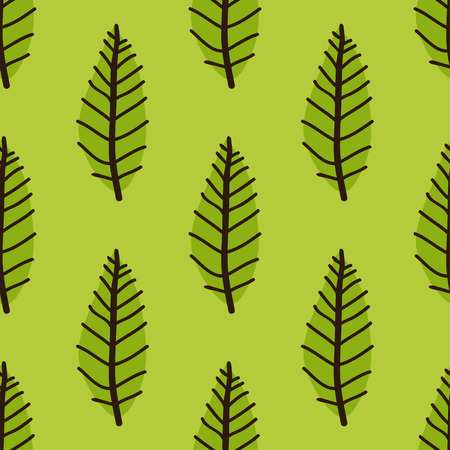 Pattern with green leaves tree. Spring seamless background. Vector illustration.のイラスト素材