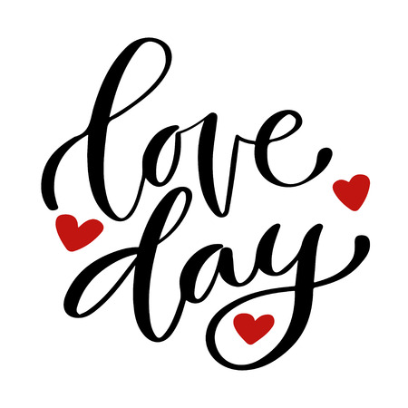 Valentines day print. Handwritten greeting card design. Printable quote template. Calligraphic vector illustration. Love day icon.のイラスト素材