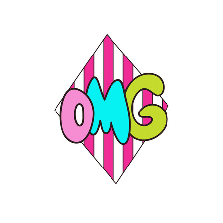 Omg vector lettering. T-shirt print design. Cute doodle sticker.のイラスト素材