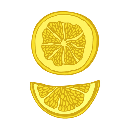 Lemon slice icon. Fruit sticker. Ingredients for cocktail recipe bookのイラスト素材