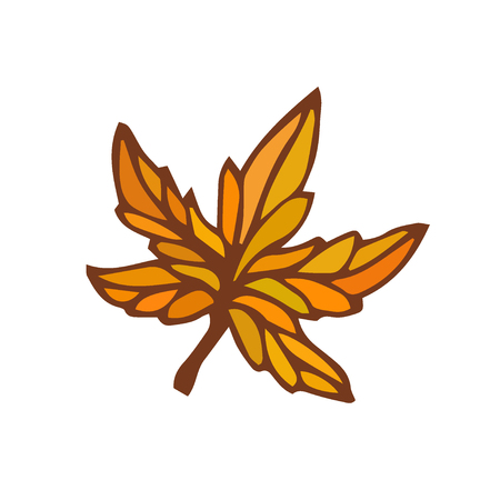 Maple leaf icon. Hand drawn print. Sticker designのイラスト素材