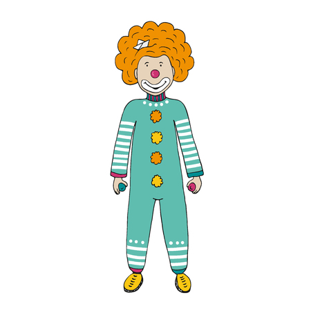 Clown Vector illustration. Hand drawn print. Holiday Sticker designのイラスト素材