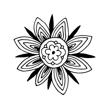 Flower tattoo art. T-shirt printed design. Doodle vector flowerのイラスト素材