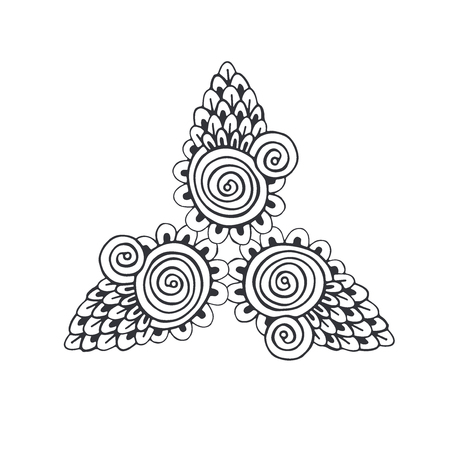 Ethnic tattoo design. T-shirt print design. Floral triangleのイラスト素材