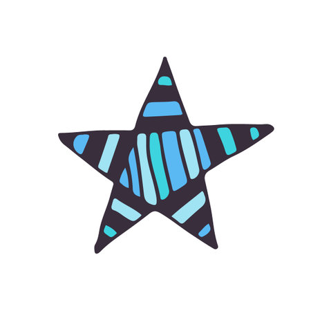 Star blue. Isolated vector icon. Hand drawn vector illustrationのイラスト素材