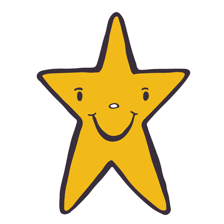 Funny Star character. Doodle vector icon. Hand drawn illustrationのイラスト素材
