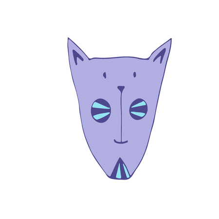 Purple Cat icon. Vector Print for poster, sticker, shirt designのイラスト素材